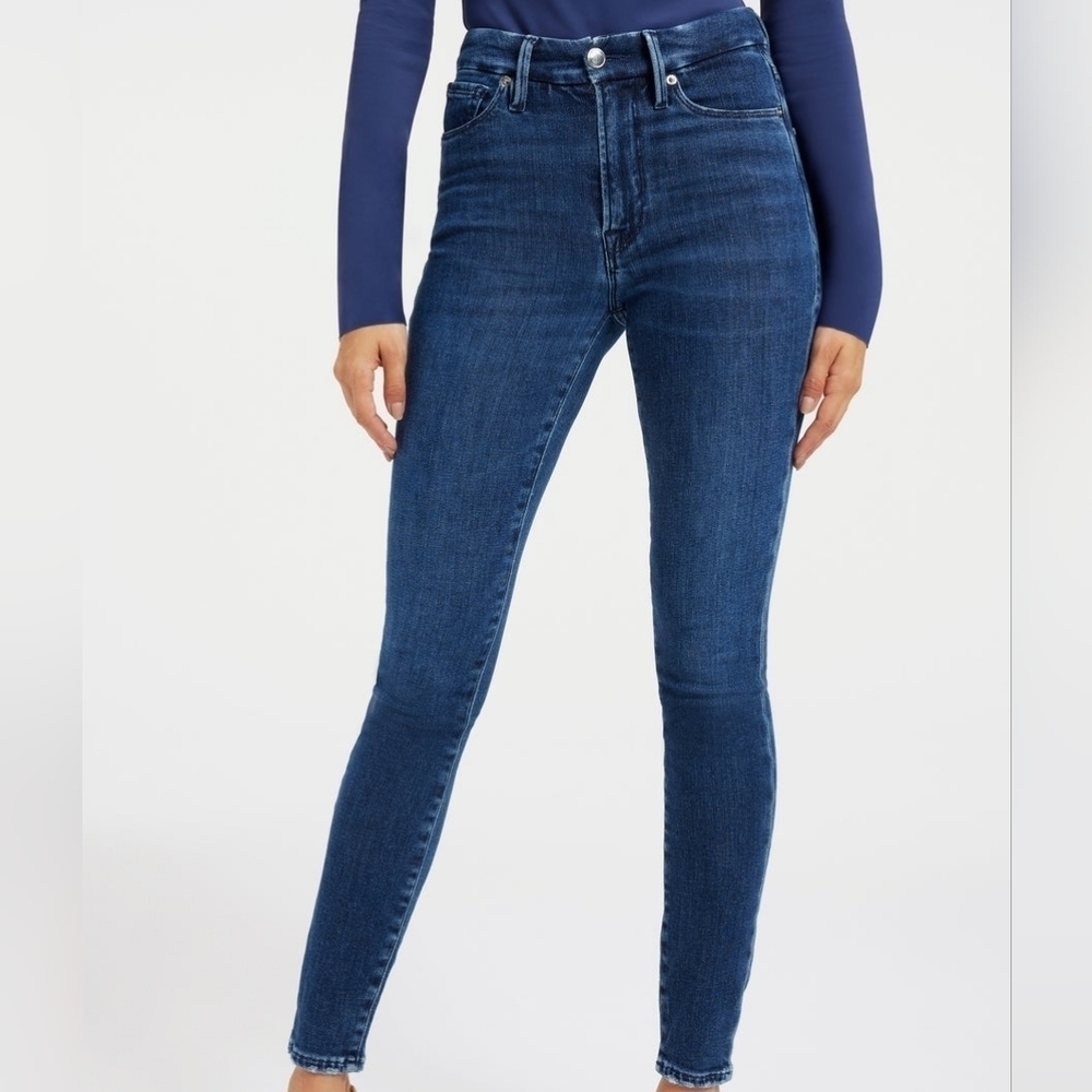 GOOD AMERICAN NWT GOOD LEGS SKINNY CASHMERE JEANS INDIGO312 Size 0/25 - Picture 2 of 10